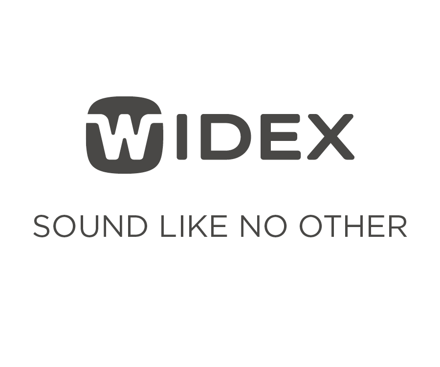 Widex logo with tag_dark grey